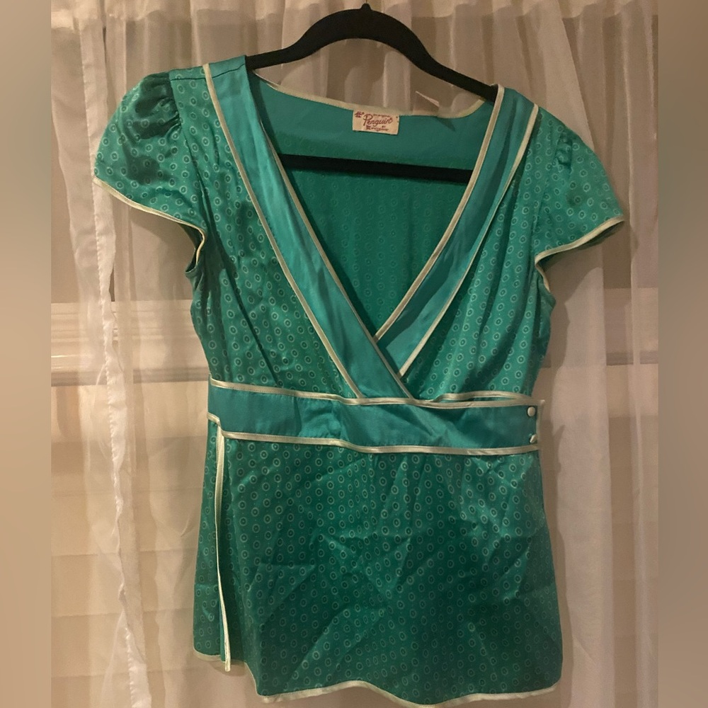 Penguin silk wrap kimono top small
